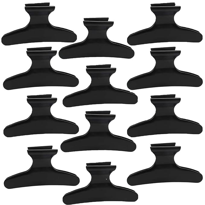 Hair Clips for Styling Sectioning 12 Pack Black Butterfly Clamps Hair Claw Clips Pro Salon Hair Clips for Styling, Sectioning, Cutting and Coloring