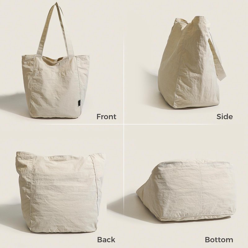 Barsine Tote Bag for Women Men Tote Purses and Handbags Lightweight Nylon Shoulder Bag for Work Travel Gym Yoga Dance, White