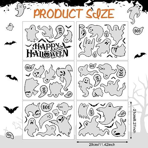 61 Pcs Halloween Ghosts Wall Stickers Decals Halloween Ghost Decorations for Home Room Windows Clings Fireplace Ceiling Kitchen Bedroom Decor Party Supplies