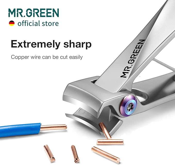 MR.GREEN Nail Clippers Wide Jaw Opening Stainless Steel Fingernail Clipper Thick Hard Toenail Cutter Manicure Scissors Tools (Nail Clipper (Large))