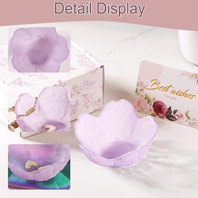Gifts for Women Flower Jewelry Dish Ring Holder Jewelry Tray Vanity Organizer Room Decor Aesthetic Dorm Bathroom Decor Decorative Trinket Dish for Rings Earrings Necklaces Birthday Christmas Gifts