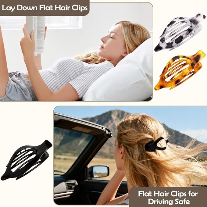 Flat Hair Clips Duckbill Large Claw Clips for Thick Medium Thin Hair 3Pcs Non Slip French Barrettes Alligator Accessories for Women Girls Leopard Grey Brown Black