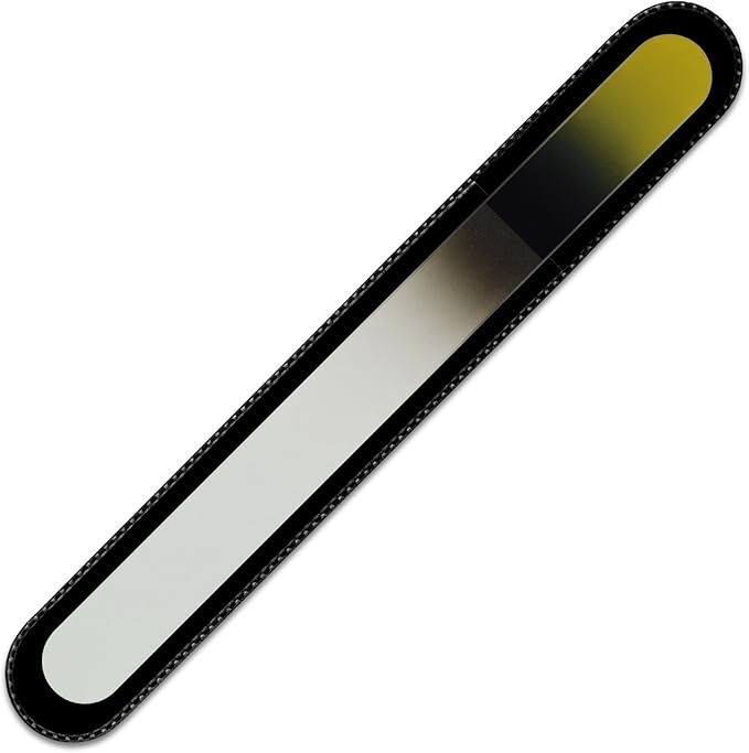 Mont Bleu Rainbow Crystal Nail File in Black Pouch - Large/Professional Size - Czech Tempered Glass - Handmade in Bohemia (Czech Republic)