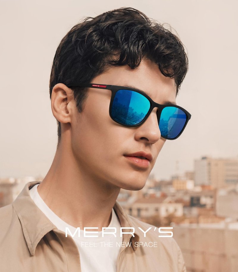 MERRY'S Square Polarized Sunglasses for Men Women Ultralight Shades Driving Fishing Golf UV400 S8668