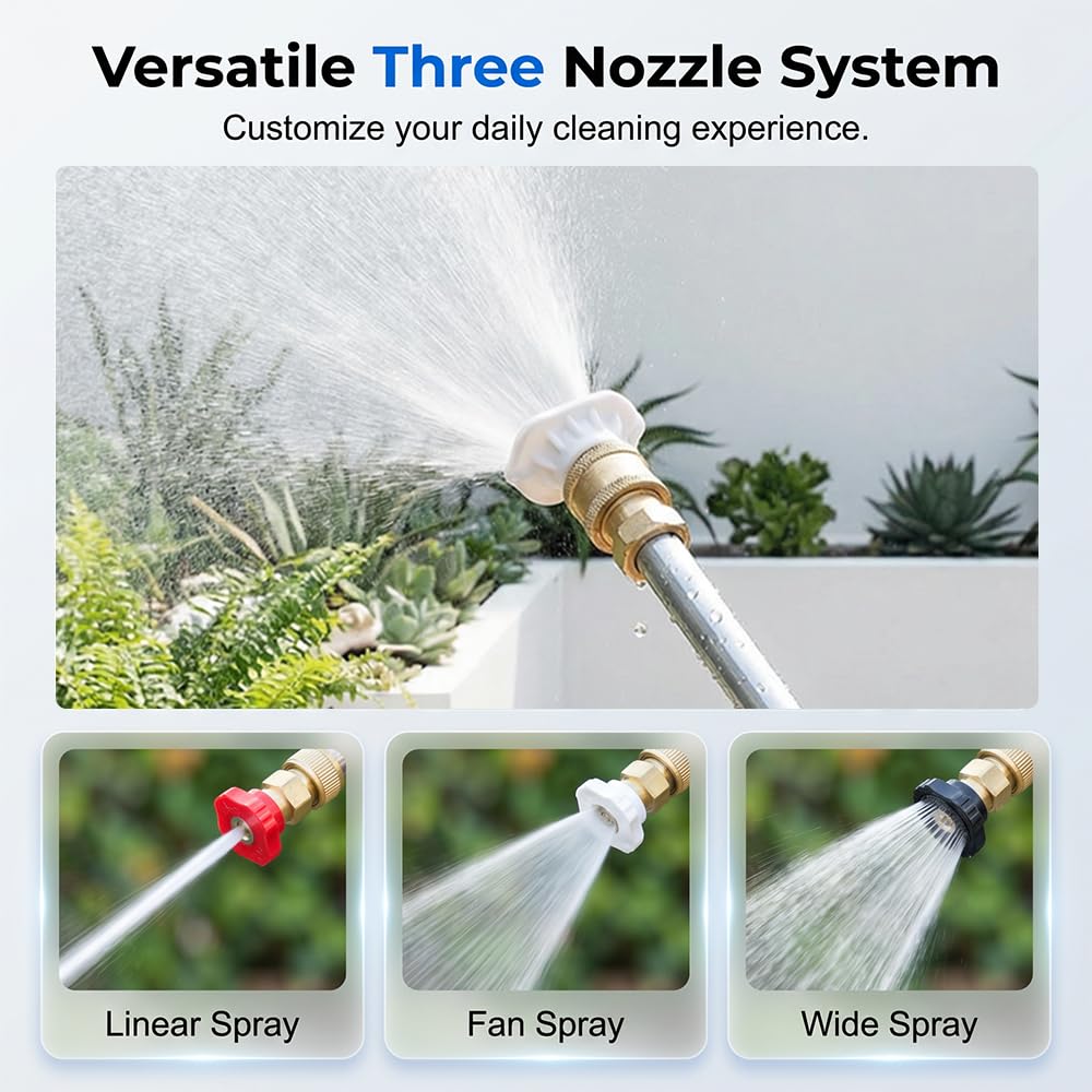 2026 Jet Nozzle Power Washer for Garden Hose, Pressure Washer Wand Attachment with High Pressure Hose Nozzle, Pressure Washers for Car Yard Patio Driveway Outdoor Cleaning (Black)