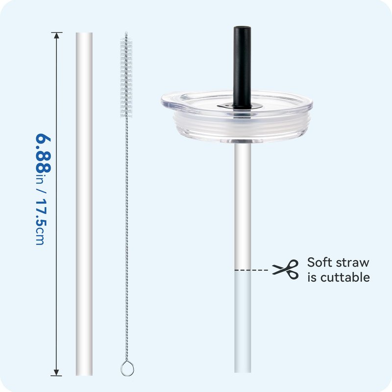 Prurex 20 oz Straw Lid - Replacement Leak - Proof Cover for 3.2 - inch Press - Fit Cup Mouths of Brands: TEEZWONDER, LEIOH, VIWIS, SUNWILL, NewEleven, MJZAKEFR, AXIARA, Niduilef, SANDJEST (Black)