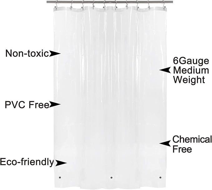 Barossa Design Narrow Shower Curtain Liner with 3 Magnets - 36" x 84", Waterproof PEVA Shower Liner for Small Extra Long Bathroom Stall, PVC Free, Metal Grommets - Clear, 36X84