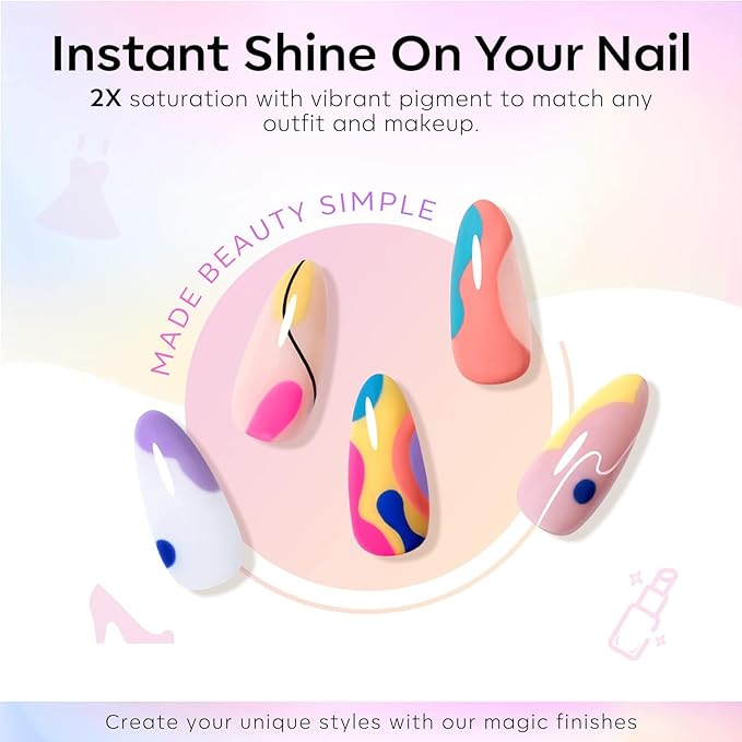 modelones Gel Nail Polish Set - 6 Colors 2026 Spring Summer Neon Bright Gel Polish Hot Pink Royal Blue Purple Turquoise Peaches Coral Yellow Pastel Nail Polish Soak Off LED Manicure DIY Gift Unisex