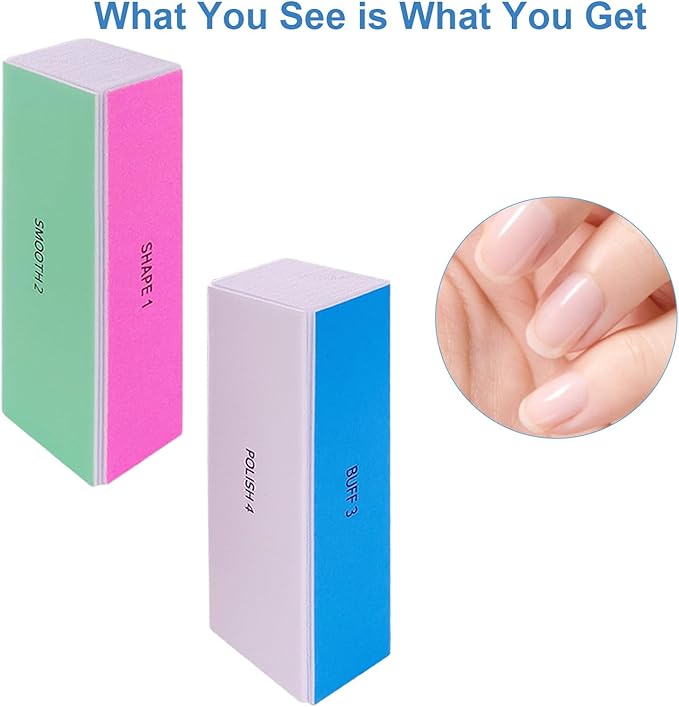 4 Way Nail Buffer Block (6 pcs), Nail Shine Buffers Blocks Files for Natural and Acrylic Nails Smoother Buffing Block Polisher Fingernail File Buffer 120/240/600/3000 Grit for Buffing Shinning
