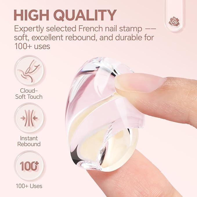 Una Gella French Tip Tool Stamp, Two Sizes French Nails Manicure Stamper Kit For Almond/Square/Coffin Fingers & Toes Easy Diy Nail Art At Home
