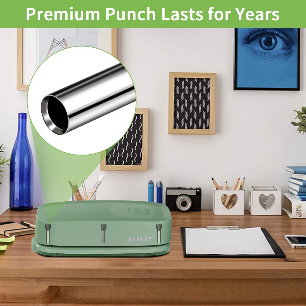 AFMAT Electric 3 Hole Punch, 20-Sheet 3 Hole Puncher for Binder, Effortless Punching, 9/32" Hole Diameter, Paper Hole Puncher 3 Hole Heavy Duty, for Office/School/Studio, AC or Battery Operated, HP10