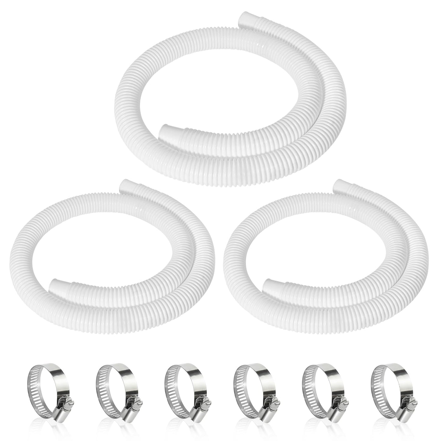 3 Pcs 1.25" Pool Hose, 59" Long Accessory Pool Pump Replacement Hoses, Compatible with All Above Ground Pool Filter Pumps that Use 1 1/4 Diameter Hoses