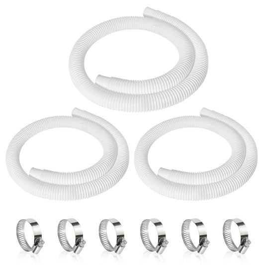 3 Pcs 1.25" Pool Hose, 59" Long Accessory Pool Pump Replacement Hoses, Compatible with All Above Ground Pool Filter Pumps that Use 1 1/4 Diameter Hoses