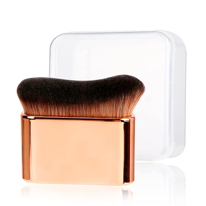 Yoseng Kabuki Self Tanning Brush Applicator - Face & Body Makeup Brush for Fake Tan, Sunscreen and Self Tanner with Protective Case