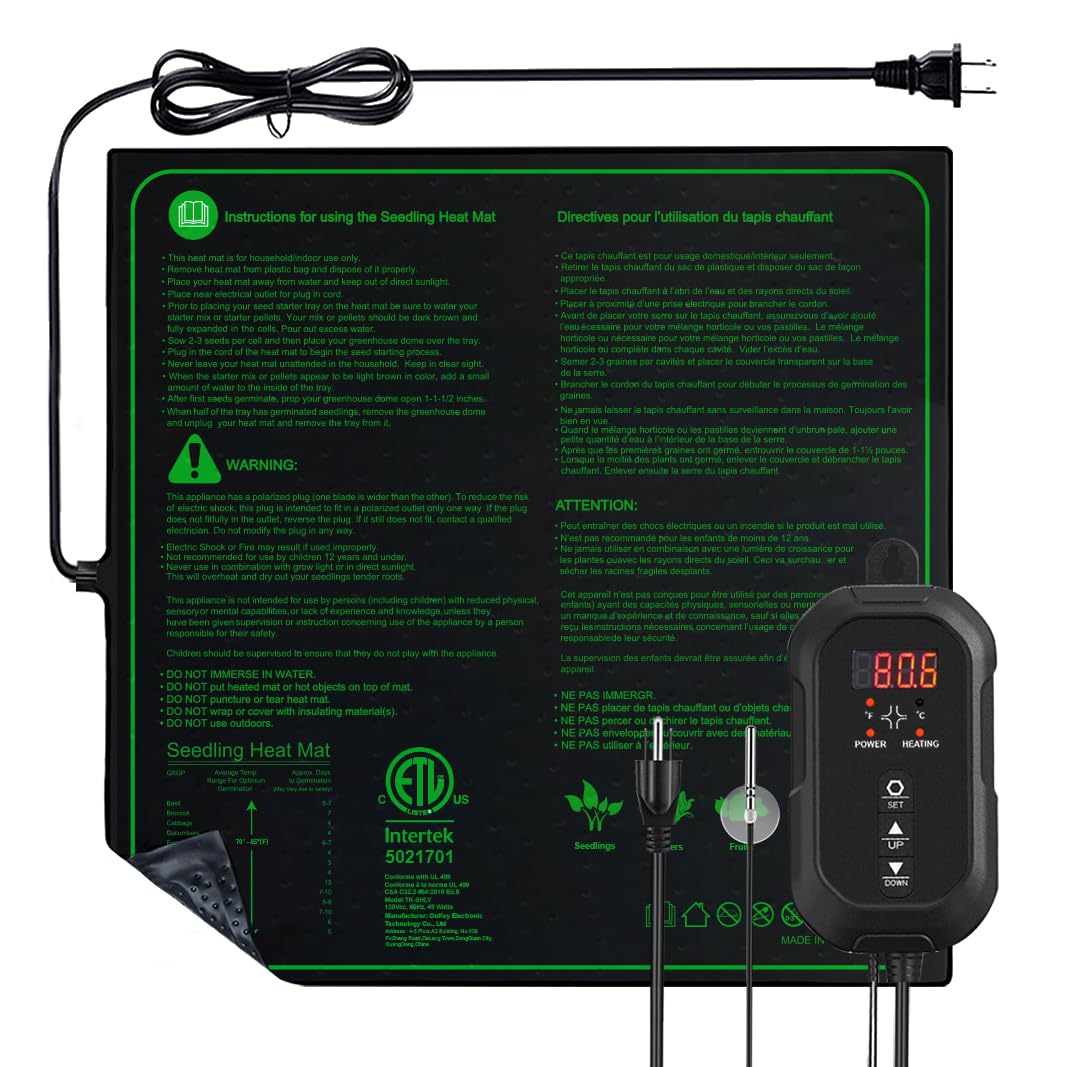 20"x 20" Seedling Heat Mat with Digital Thermostat Combo Set,ETL Certified and Durable Waterproof Warm Hydroponic Heat Mat for Germination,Indoor Gardening,Brewing and Greenhouses