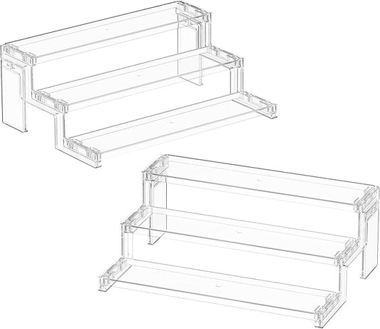 Lifewit Cupcake Stand, Perfume Cologne Organizer, Tool-Free Assembly, Display Riser, Spice Rack, Figurine Holder, Makeup Storage, Room Decor, Party Decorations, Clear, 12″ 3 Tier, 2 Pcs