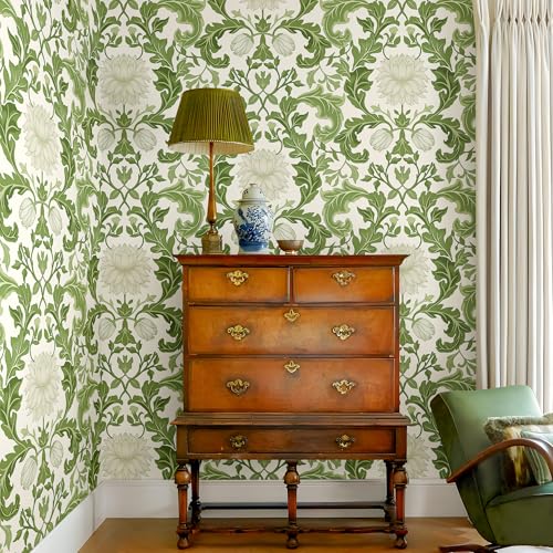 Peel and Stick Wallpaper for Home Decoration Kitchen Botanical Crest Wallpaper Removable Vinyl Self Adhesive Shelf Paper & Drawer Liner Roll House, Workshop & Office 17.3" x 118" SM-120-3