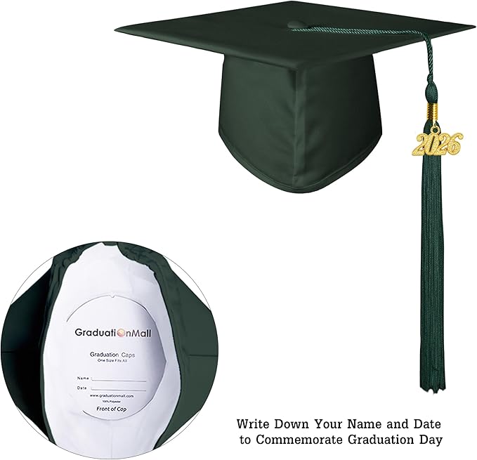 GraduationMall Matte Kindergarten & Preschool Graduation Cap for Kids with 2026 Tassel Black