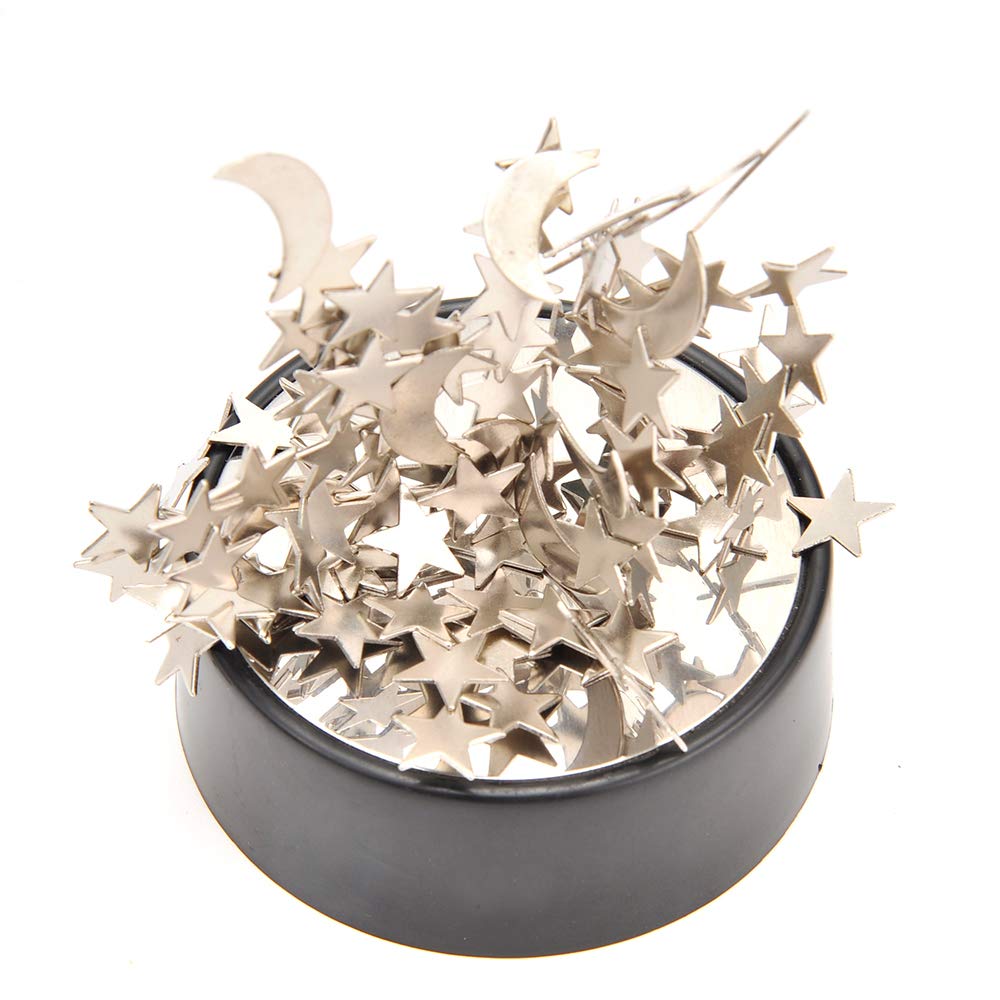 PowerTRC Magnetic Desktop Sculpture (Moons and Stars) | Mini Magnetic Art Decoration for Desktop | Fun Stress Relief Office Gift (2 Packs)