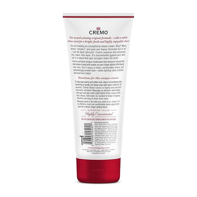 Cremo Shave Cream, Barber Grade | Original | Fights Razor Burn | 6 Fl Oz | Pack of 2