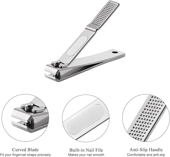 HAWATOUR Nail Clippers Set, Ultra Sharp Sturdy Fingernail and Toenail Clipper Cutters with Visibly Tin Case, Silver