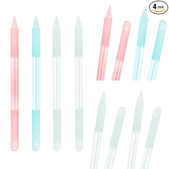 4Pcs Glass Cuticle Pusher, Crystal Cuticle Pusher Glass File, Dual-Ended Manicure Stick, Professional Precision Filing Cuticle Remover, Manicure Pedicure Tools for Nails and Cuticles CareÃ¢ÂÂ¦