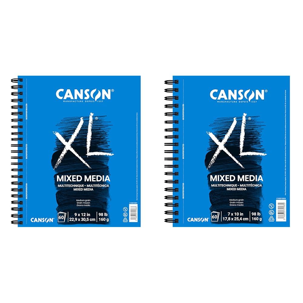 Canson XL Series Mixed Media Art Paper Pad Bundle - 9x12 inches 60 Sheets and 7x10 inches 60 Sheets