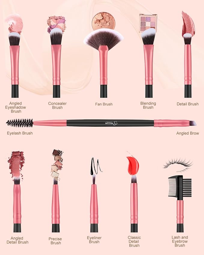 BESTOPE PRO Makeup Brushes 16 Pcs Makeup Brush Set, Blending Brush for Foundation, Premium Synthetic Powder Concealers Makeup Brushes for Eyes and Face, Eye Shadows Brushes, Eyeliner Make Up Brushes