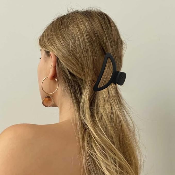 Canitor Hair Clips Set - 4Pcs Black Acrylic Semicircle Claw Clips for Thick & Thin Hair, Women's Hair Accessories