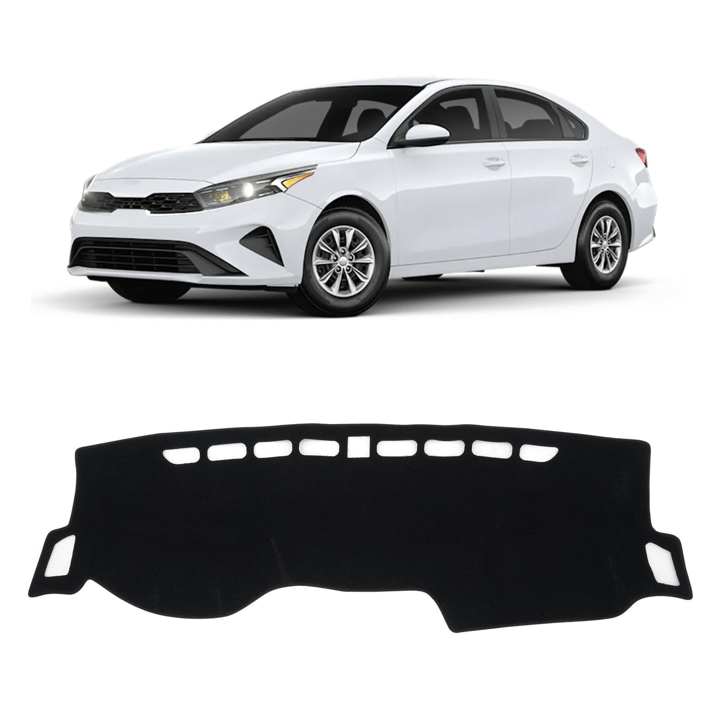 KUST Black Dash Cover for Kia Forte/K3 2019 2020 2021 2022 2023 2024 (S, EX, FE, LX, LXS, GT, GT-Line) Polyester Dashboard Cover Non-Slip Custom Fit Dash Mat Windshield Sunshade Glare
