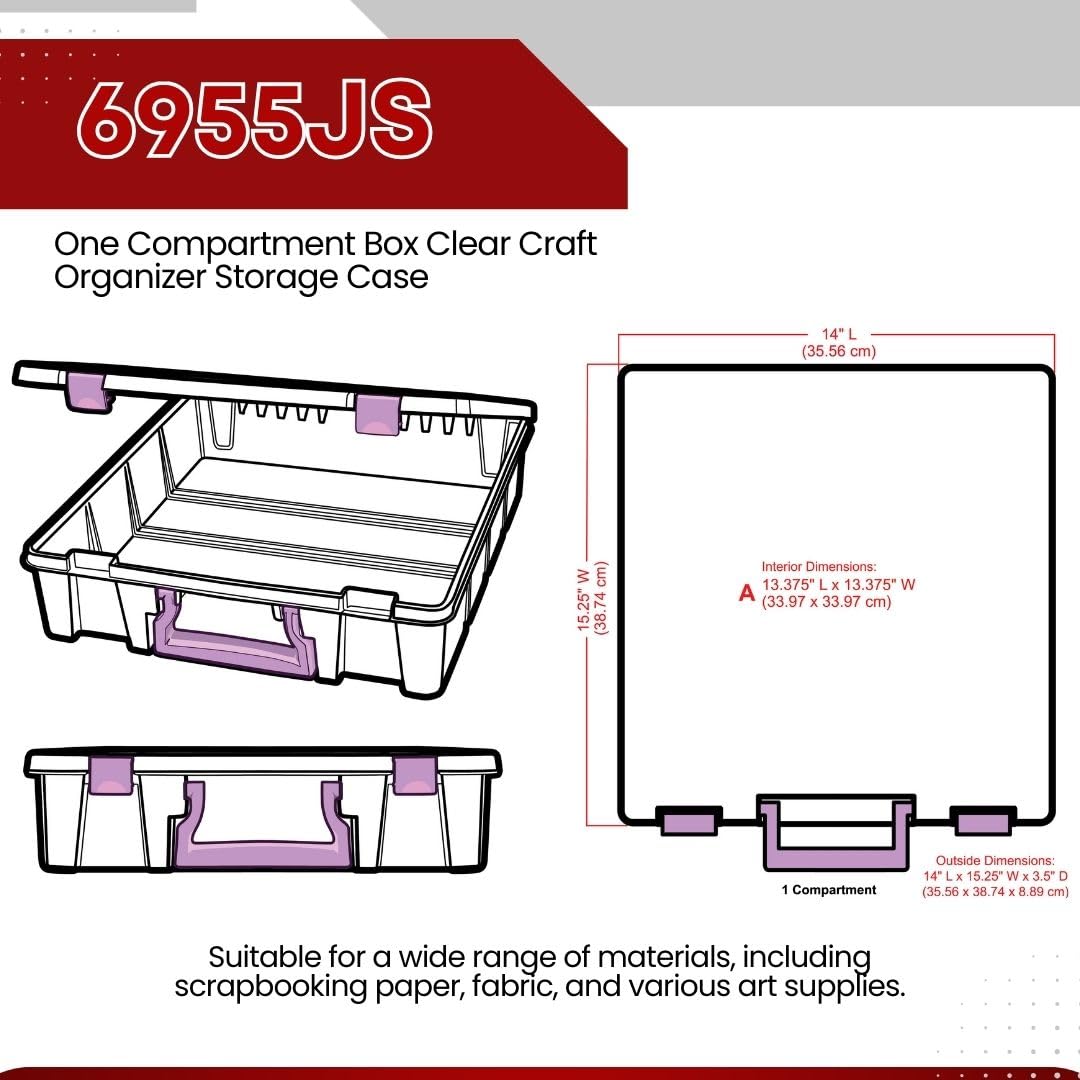 ArtBin 6955JS Super Satchel Compartment Box Clear Craft Organizer Storage Case - Purple, Pack of 1