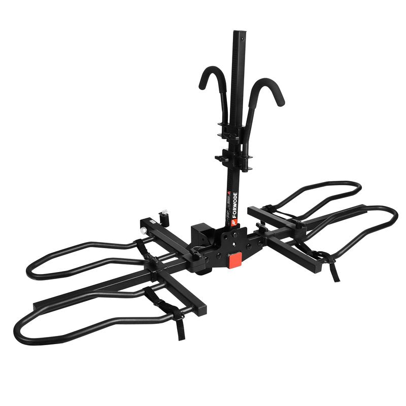 FORWODE Bike Rack Hitch Mount Platform Style, 2-Bike 200 lbs Capacity, Wobble-Free, Tilting & Folding with Locking System, Heavy-Duty Steel, Fits Up to 5" Fat Tires, E-Bikes & MTB - 2" Receiver