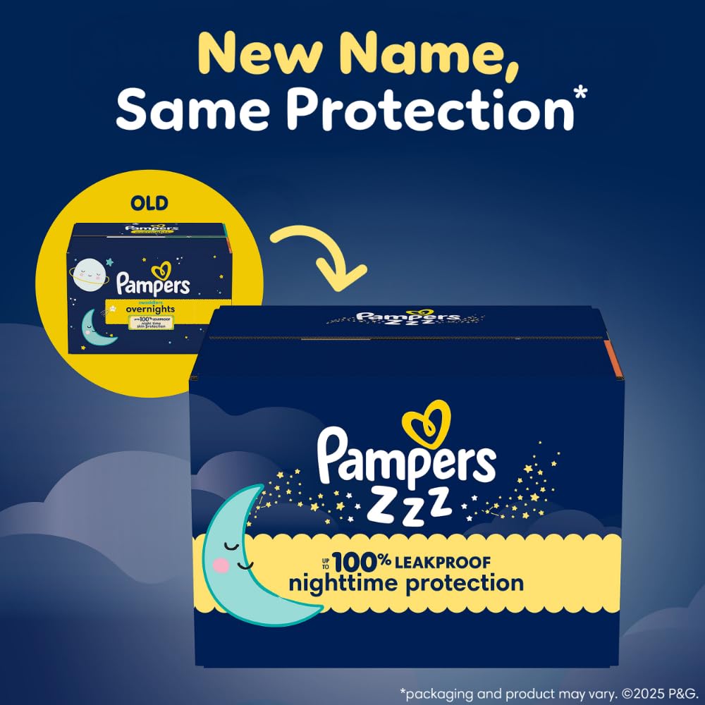 Pampers ZZZ Overnight Diapers, Size 5 (27+ lbs), 88 Count, Nighttime Protection Disposable Baby Diaper, Night Time Leak and Skin Protection