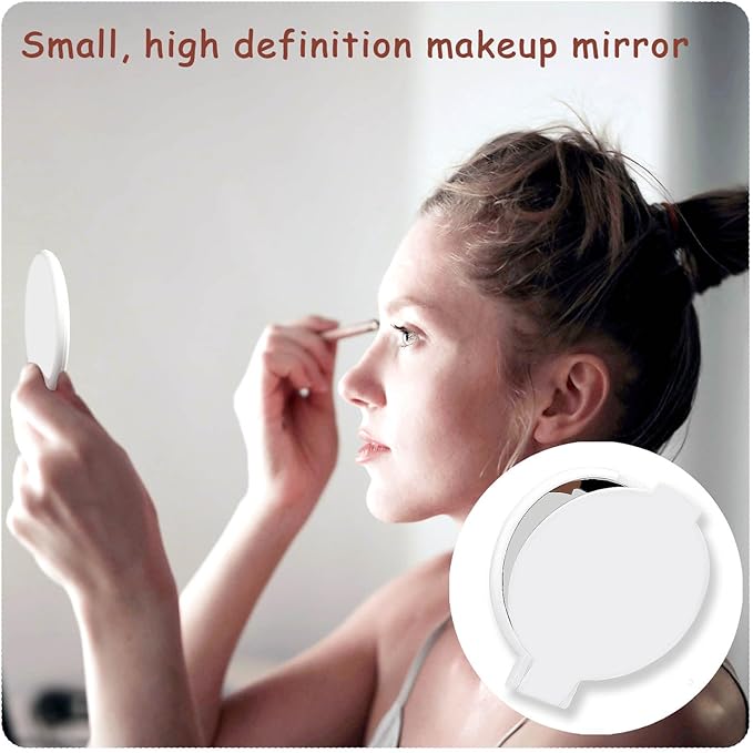 Tenalleys Mini Round Folding Mirror Portable Pocket Mirror Makeup Mirror for Purse Travel Makeup Mirror for Women Girls Daily Use (20 Pcs White)