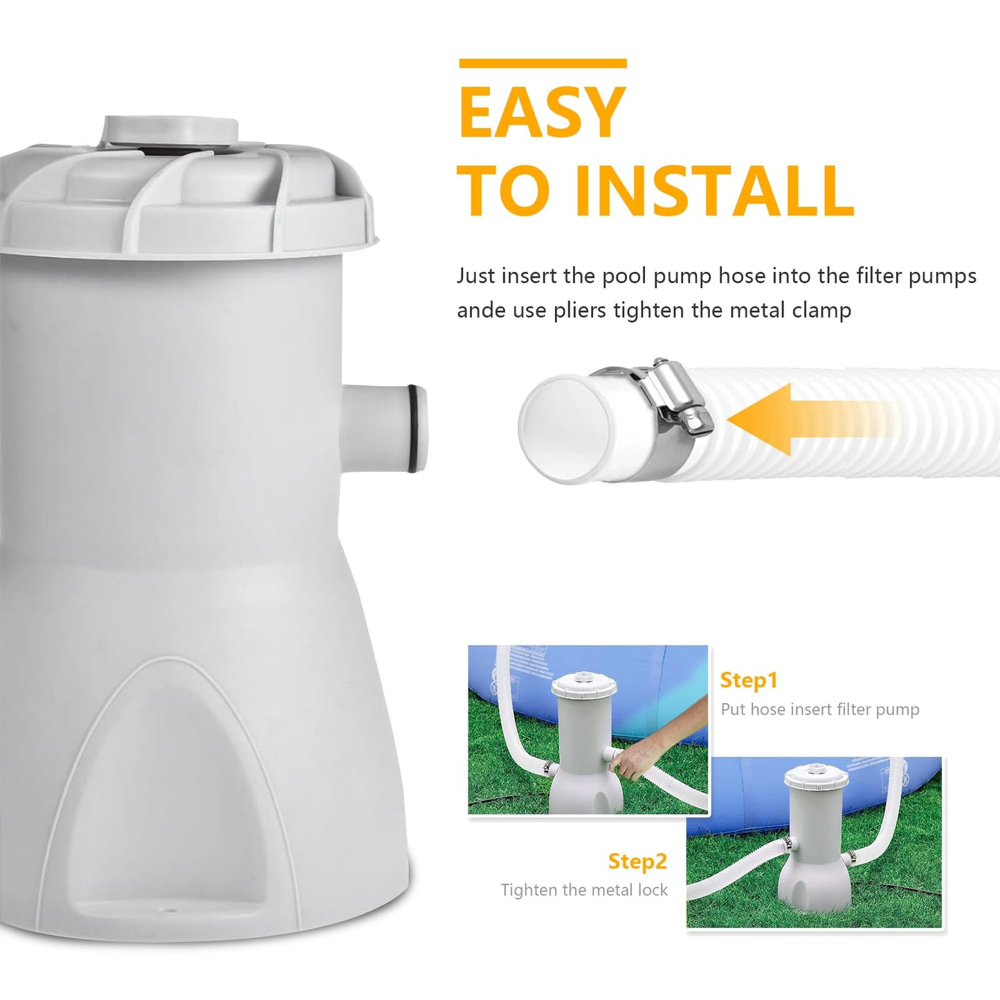 1-1/4-Inch Replacement Pool Hoses for Intex Coleman Bestways Above Ground Pools,1.25" Diameter Pool Hose Compatible with Intex Pump Models #607/#637 (White- 2 Pack)