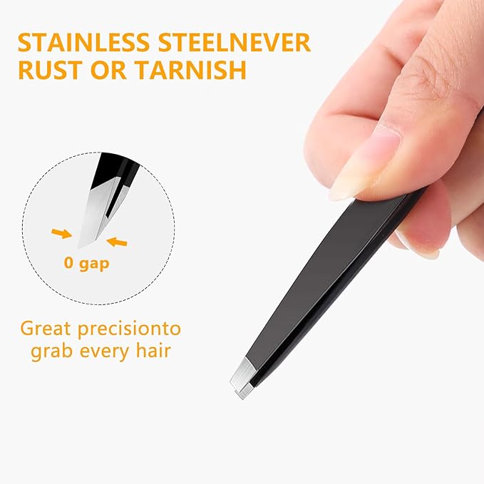4 PCS Stainless Steel Tweezers Set Ã¢ÂÂ Precision Tweezers for Ingrown Hair, Facial Hair, Splinter, Blackhead and Tick Remover