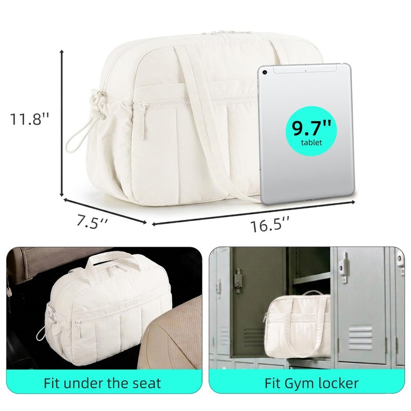 Mini Gym Bag for Women Girls, Crossbody Tote Bag with Wet Pocket, Water Resistant Travel Duffle Bag, Dance Workout Sport Bag, Pink (Beige, M)