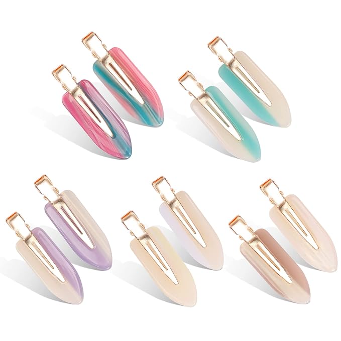 KesaPlan 10PCS No Bend Hair Clips, Acrylic Resin No Crease Hair Clips for Styling, Colorful Creaseless Flat Duckbill Hair Barrette for Makeup Hairstyle Accessories for Women Girls Gifts