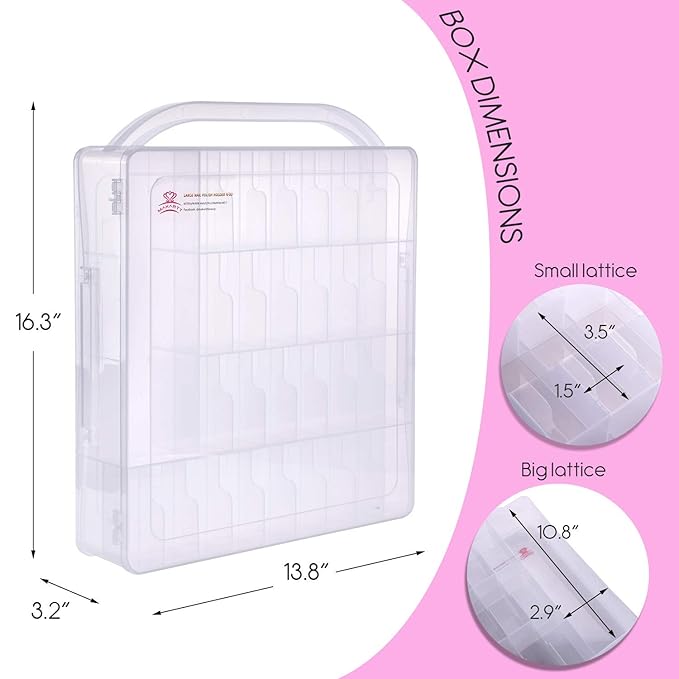 Makartt Gel Nail Polish Organizer, Clear Storage Case Holder for 60 Bottles, Large Compartment, Space-Saving, Travel Carry, Colors Display