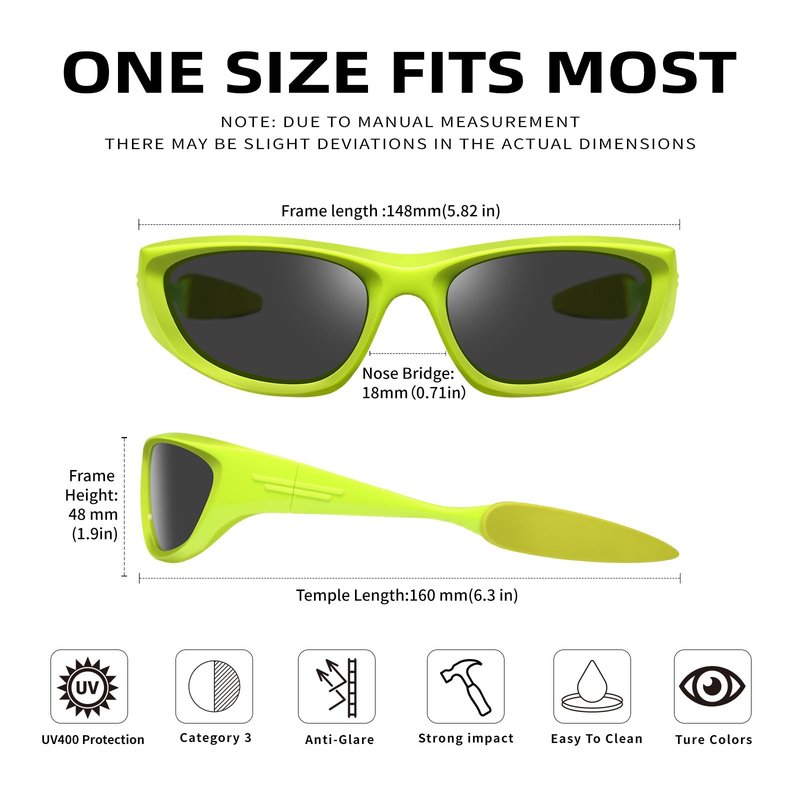 DsitMG Wrap Around Y2K Sunglasses for Women Trendy Oval Polarized Glasses UV400 Protection Sun protection traveling cycling (Green)