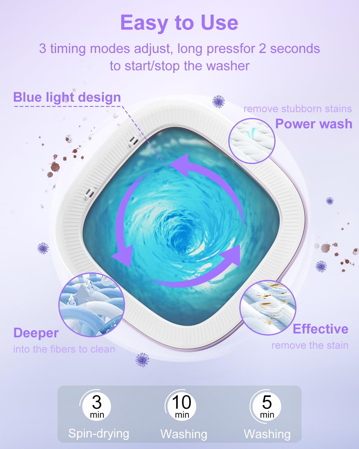 15L Portable Washing Machine, Foldable Small Washer with Spin Basket Laundry Machine, 3 Cleaning Modes Suitable for Underwear Baby Small Clothes, Foldable Design Ideal for Hotel Camping Apartment Home