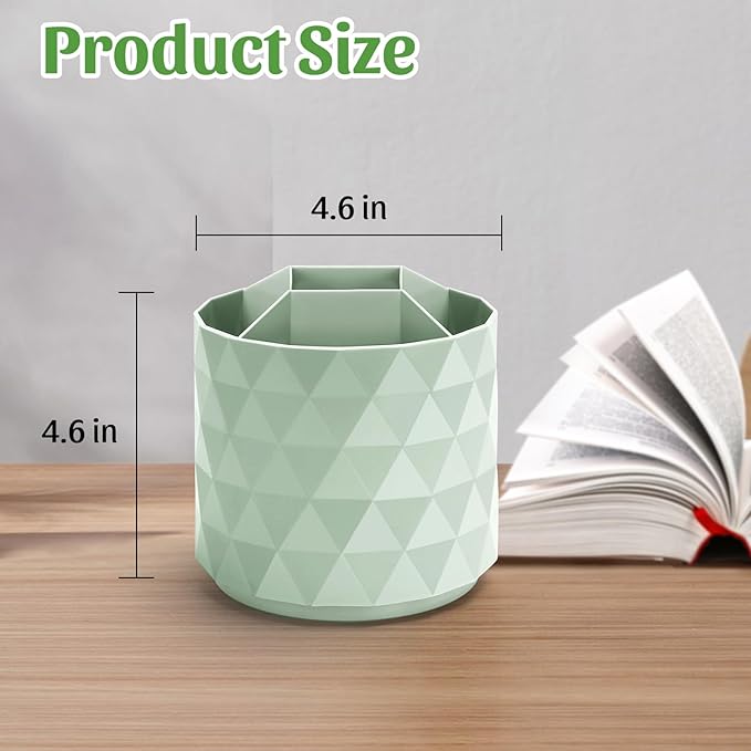 minimaliving Desk Organizer,Sparkling Diamond-like Pen Holder for Desk 360ÃÂ°Rotating Office Accessories,Pencil Cup with 5 Compartments Storage Box Caddy for Office,School,Home,Art Supply(Green)
