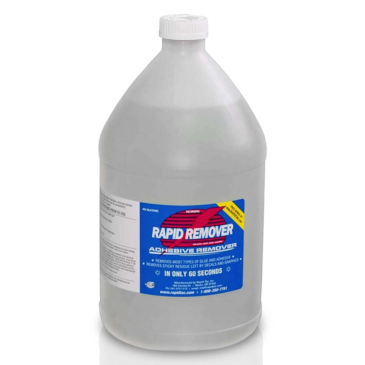 Rapid Tac Rapid Remover Adhesive Remover 128 oz (1 Gallon) | Removes Most Adhesives in 30–60 Seconds | Safe Water-Soluble Formula | Cold Weather Ready | for Vinyl Wraps, Graphics, Decals, and Stripes