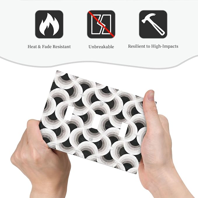 Bvtewkhz Black/White Art Marble 3 Gang Triple Toggle Decorative Light Switch Covers Electrical Faceplate Switch Plates for Bathroom Kitchen Home