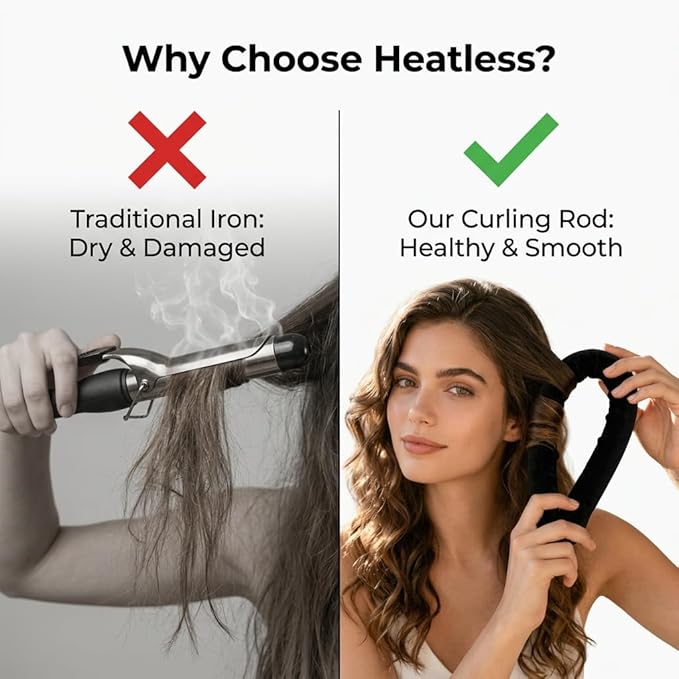 Overnight Heatless Hair Curler Blowout Rods Jumbo, Heatless Curls Satin Flexi Rods for Overnight Sleeping, No Heat Curling Tool for All Hair Types, Soft Heatless Hair Curler (BlackÃ¯Â¼Â4 Rods)