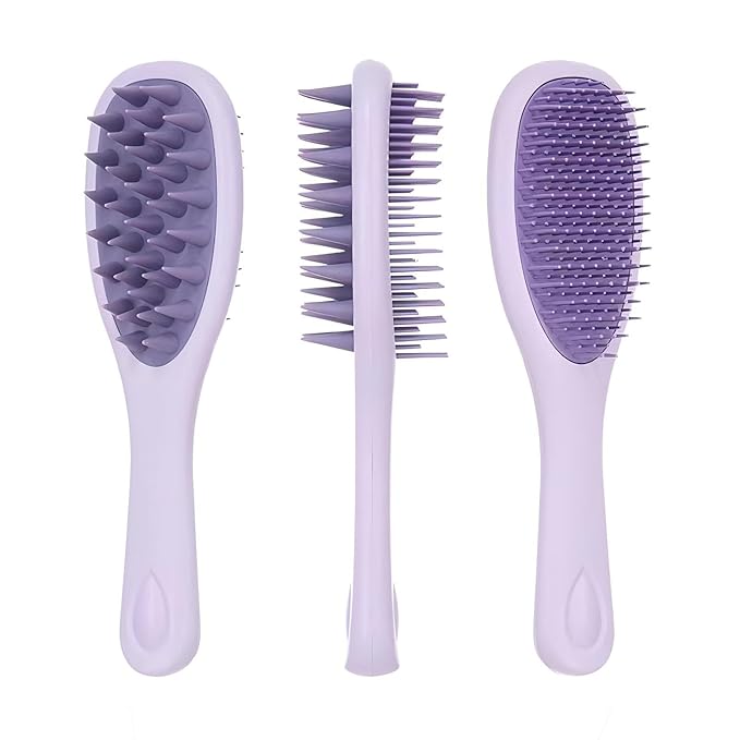 Long Handle Hair Silicone Scalp Massage Brush, 2-in-1 Double-Sided Hair Comb Shampoo Brush