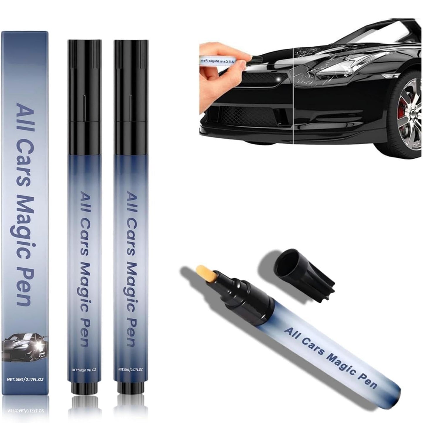 All Cars Magic Pen, Car Scratch Remover Pen, Magic Car Scratch Removal Pen, Lightweight and Fast,Long-Lasting,Black Car Paint Scratch Repair 2PCS