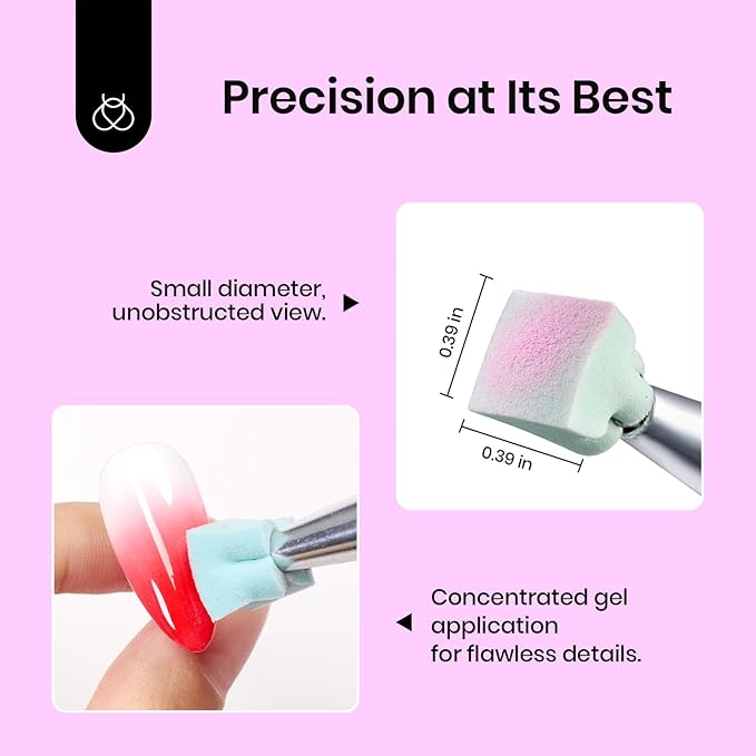 Beetles 150Pcs Soft Nail Sponges for Ombre, Colorful Nail Sponge with Grabbing Pen, Blooming Nails Art Brushes, Gradient Manicure DIY Tools, Professional Accessories Supplies for Home and Salon Use