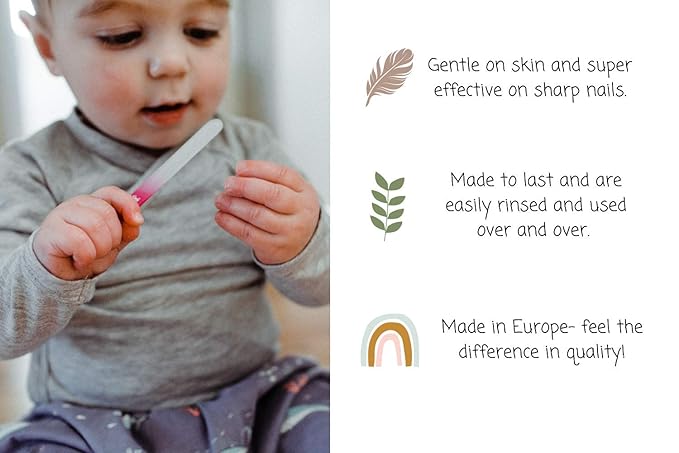 Baby Nail File, Safe Alternative for Nail Clippers, Must-Have Baby Essentials, Ideal Gift for Any Occasion Including Baby Shower, Pink - Baby Blue Giraffe