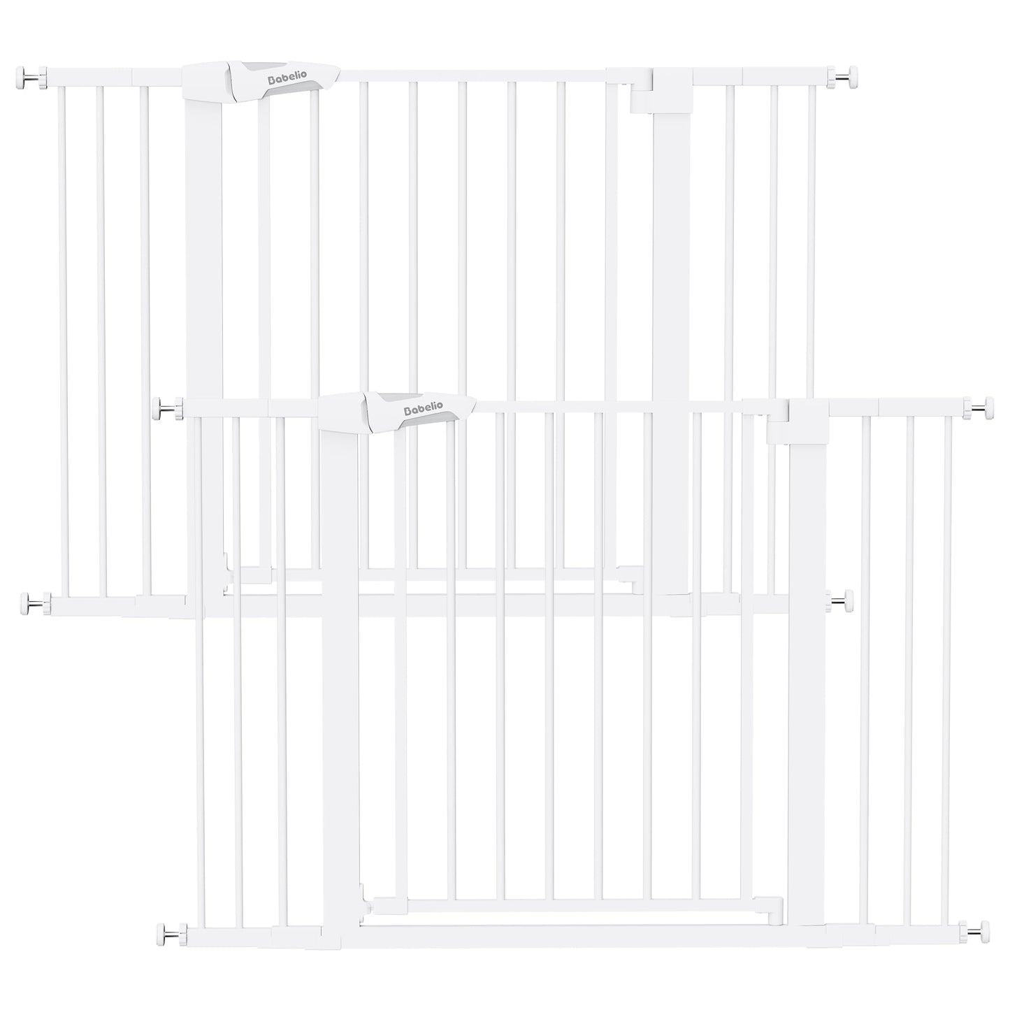 Babelio Baby Gate, 29-48 Inch Auto Close Pet Gate PressGuard P7, Easy Install Pressure-Mounted Safety Gate, Extra Wide Pet Gate for Stairs and Doorways, 2 Pack White